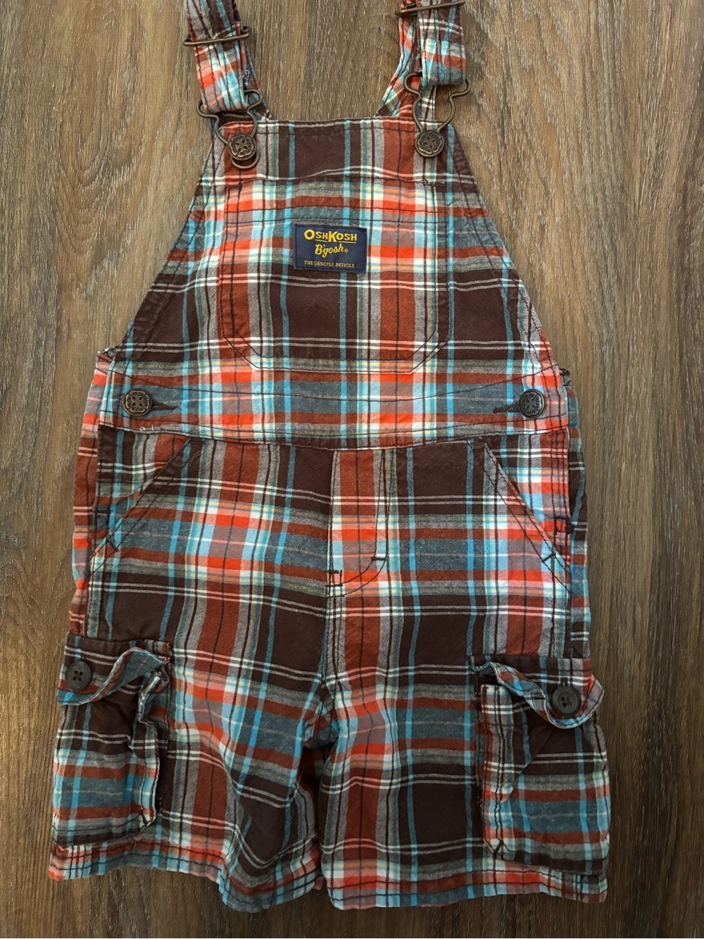 OshKosh B'gosh Plaid Cargo Kids Shortalls
